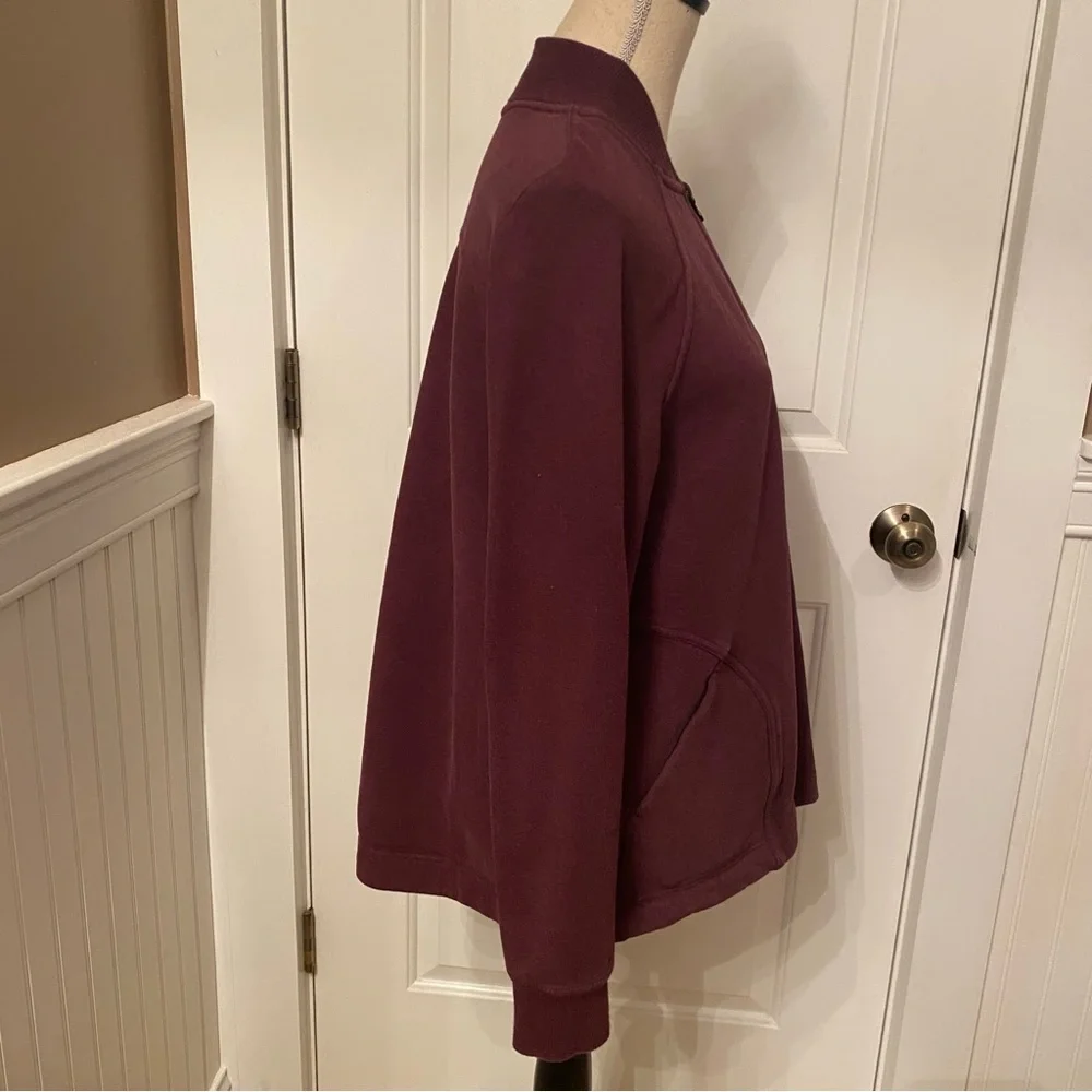 LULULEMON ATHLETICA JACKET COAT PURPLE WINE JERSEY ZIP FRONT ATHLEISURE SIZE 8